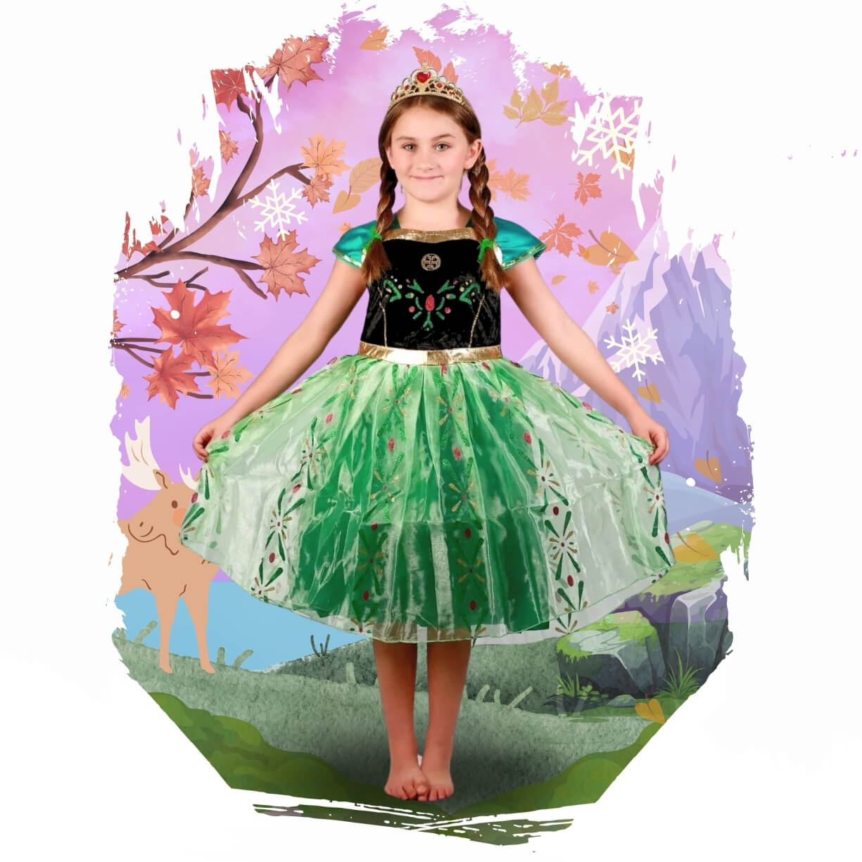 princess anna coronation dress bibeikele Costume for Girls UP Outfit Kids Cosplay with Crown Wand Wig Necklace 7-8Years(FCF58-140) : Toys & Games Your princess will look adorable in the world of role play in this ultra comfortable dress Queen Anna Coronation Dress Disney