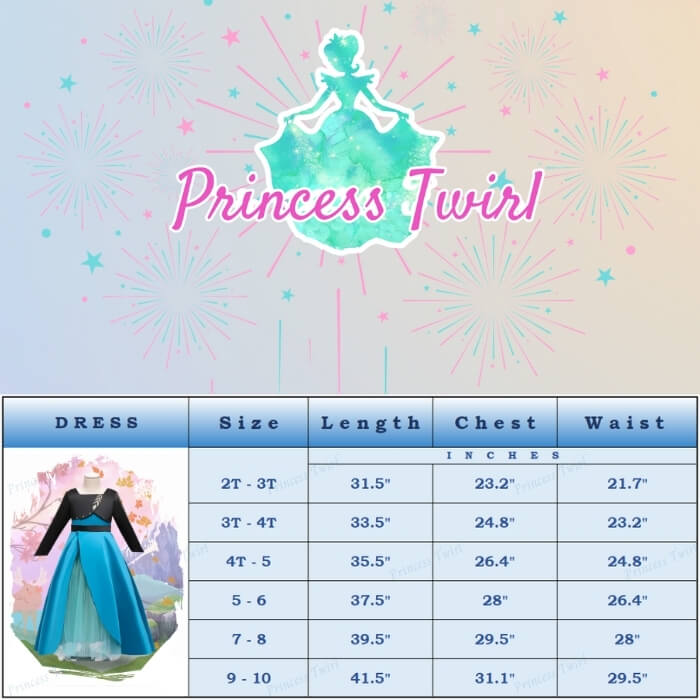 frozen 2 anna blue dress for girls age 2 3 4 5 6 7 8 9 10
