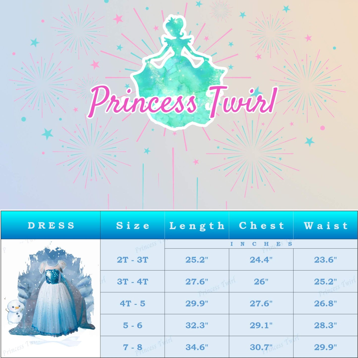 elsa inspired dress for kids age 2 3 4 5 6 7 8