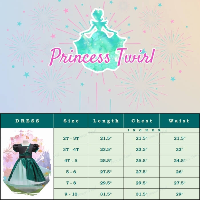 anna black and green dress for girls age 2 3 4 5 6 7 8 9 10