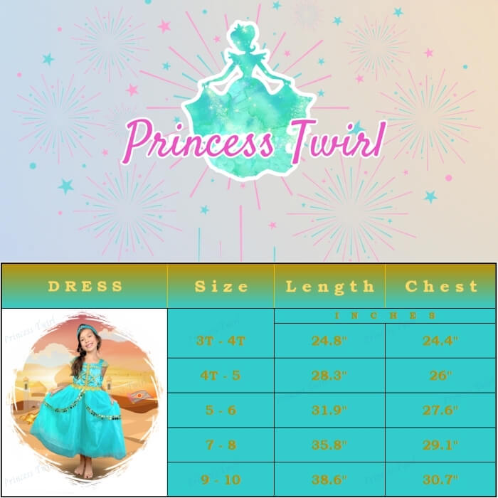 Aladdin jasmine dress for girls age 3 4 5 6 7 8 9 10