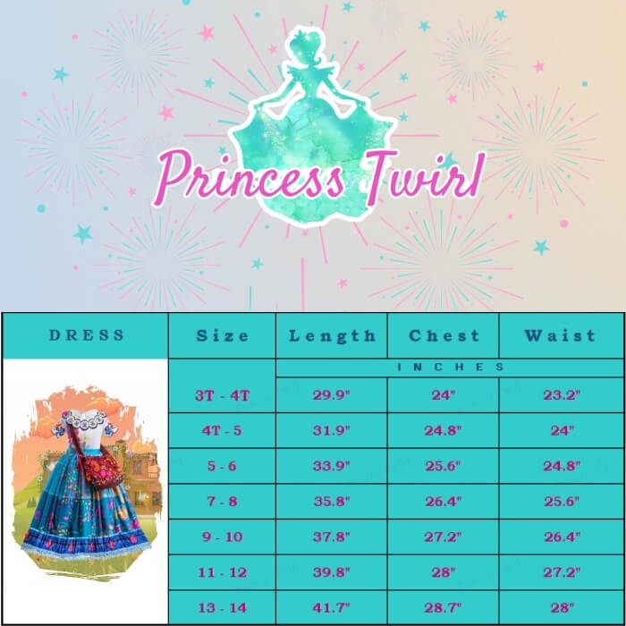 mirabel madrigal dress for girls age 3 4 5 6 7 8 9 10 11 12 13 14