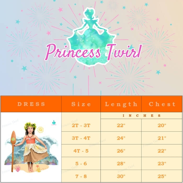 moana costume dress for girls age 2 3 4 5 6 7 8
