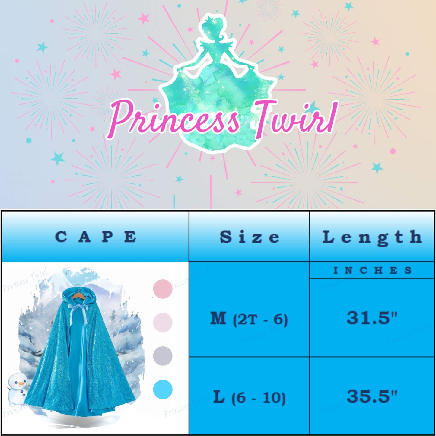 princess cloak for kids age 2 3 4 5 6 7 8 9 10