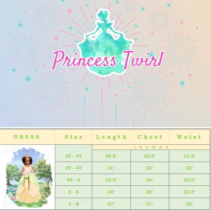 princess tiana dress for girls age 2 3 4 5 6 7 8