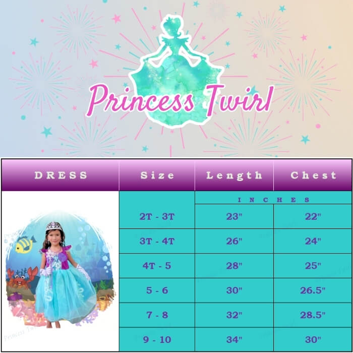 ariel inspired dress for girls age 2 3 4 5 6 7 8 9 10