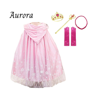 Luxury Princess Cloak with Hooded Cape - Rapunzel and Aurora Inspired, Personalized Tote Bag Included! Perfect for Halloween or a Personalized Gift