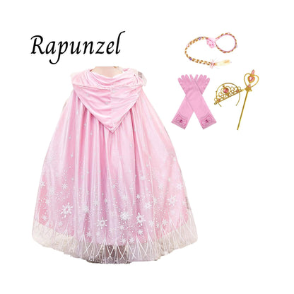Luxury Princess Cloak with Hooded Cape - Rapunzel and Aurora Inspired, Personalized Tote Bag Included! Perfect for Halloween or a Personalized Gift