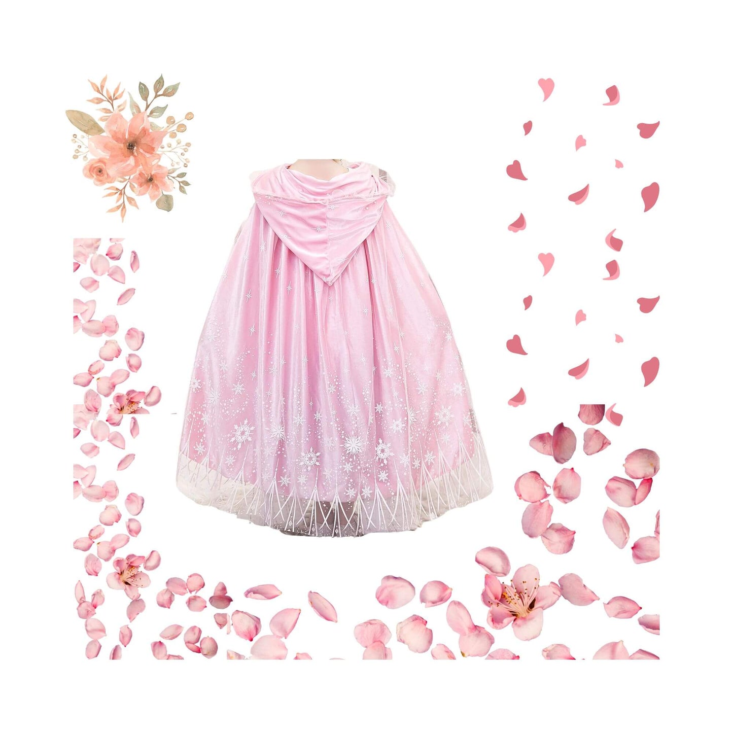 Luxury Princess Cloak with Hooded Cape - Rapunzel and Aurora Inspired, Personalized Tote Bag Included! Perfect for Halloween or a Personalized Gift