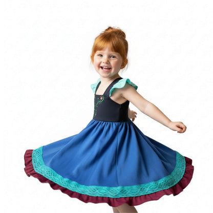 Frozen Anna Black and Blue Dress for Kids Everyday Costume Princess Twirl Frozen Anna Black and Blue Dress for Kids Everyday Costume Princess Twirl