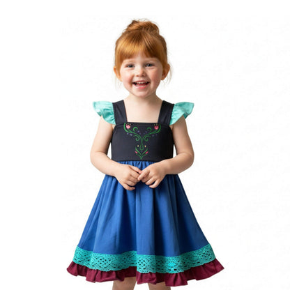 Frozen Anna Black and Blue Dress for Kids Everyday Costume