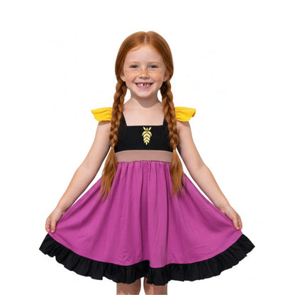 Anna Frozen Pink and Black Dress for Kids Everyday Play