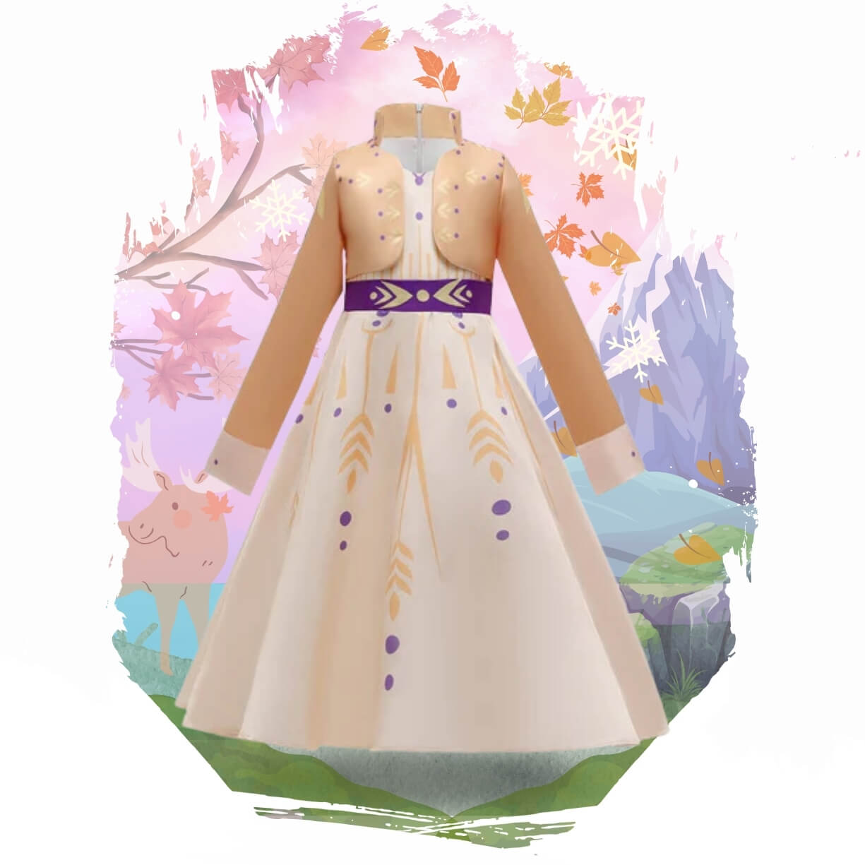 peach and purple anna frozen dress for kids and toddlers