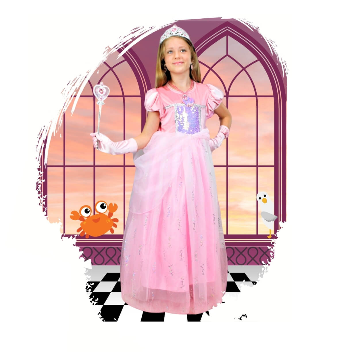 ariel pink ball gown dress for babies kids and toddlers. halloween costume