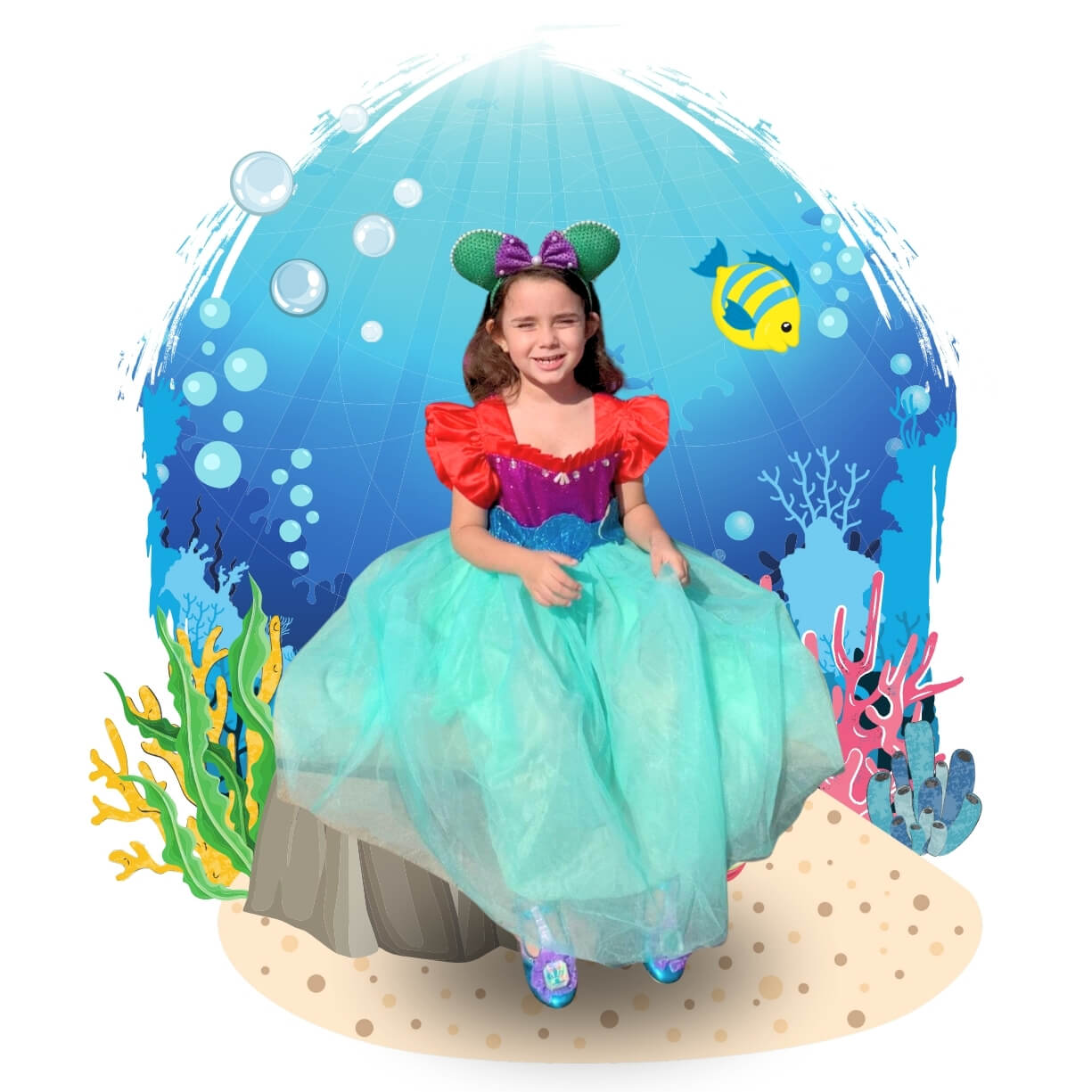 ariel inspired dress red violet and blue colored birthday dress for kids