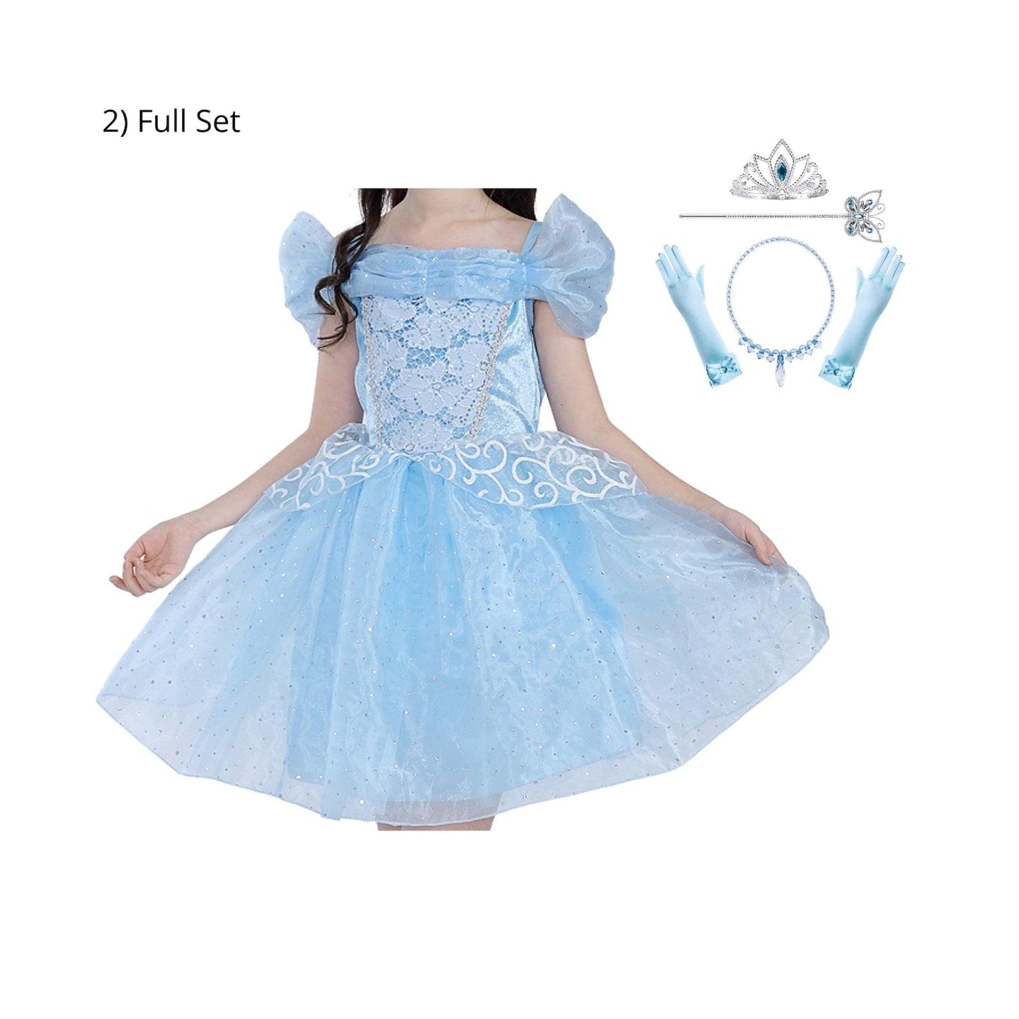 Disney-Inspired Cinderella Princess Dress Gift Set for Birthdays and More Full Set