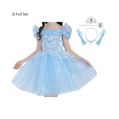 Disney-Inspired Cinderella Princess Dress Gift Set for Birthdays and More Full Set