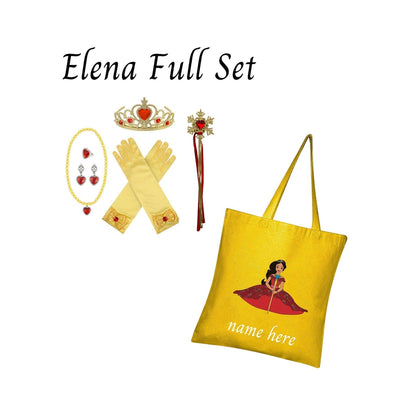 Disney-Inspired Elena of Avalor Accessories with Personalized Tote Bag, Princess Elena of Avalor Gift Set Elena Full Set (Tote Bag + Accessories)