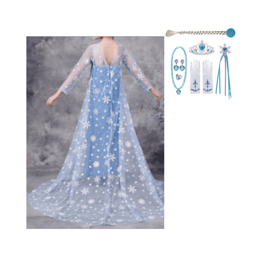 Disney-Inspired Elsa Ice Queen Dress for Birthday or Halloween Dress + Accessories