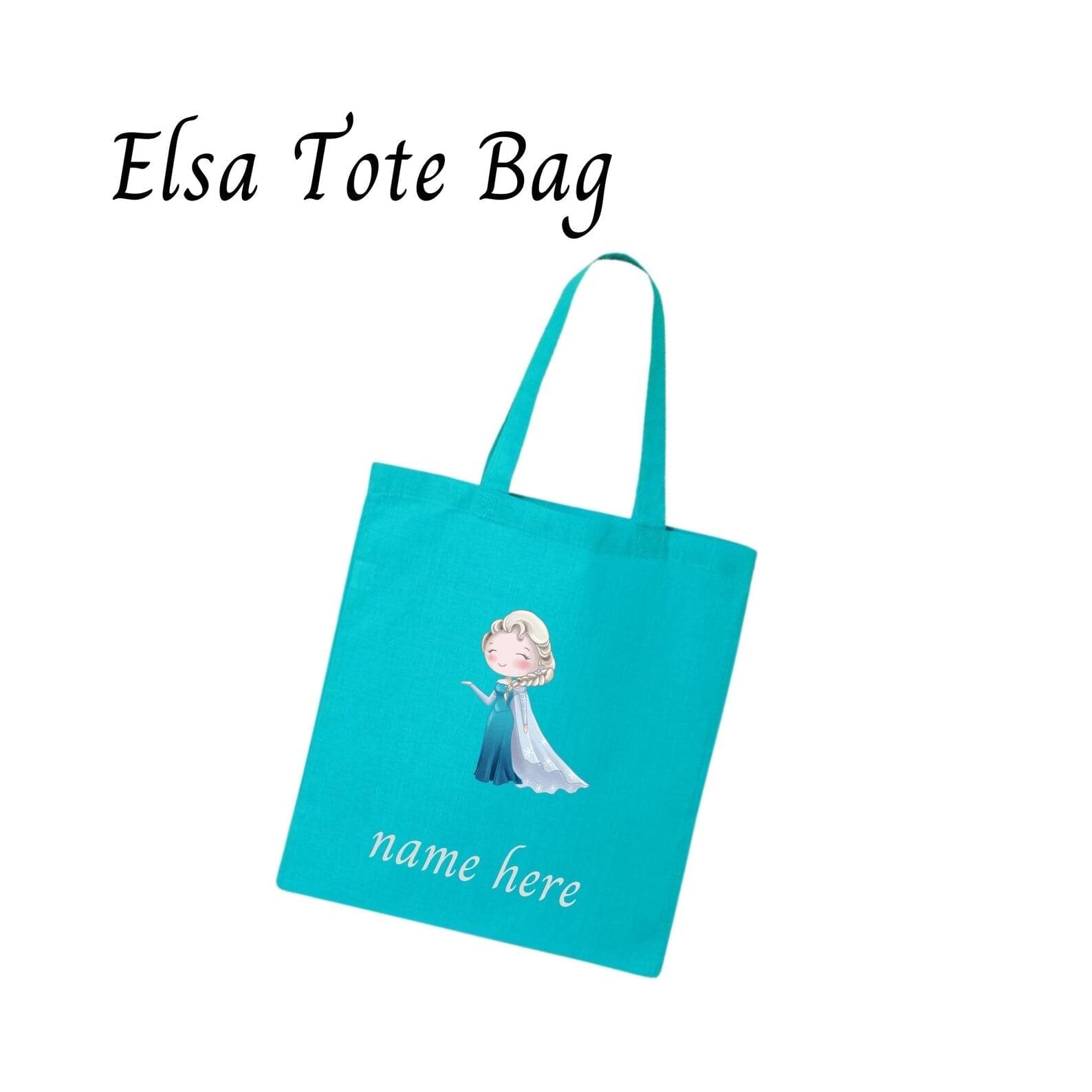 Disney-Inspired Frozen Princess Elsa, Anna & Olaf Personalized Tote Bags Elsa Blue Tote Bag