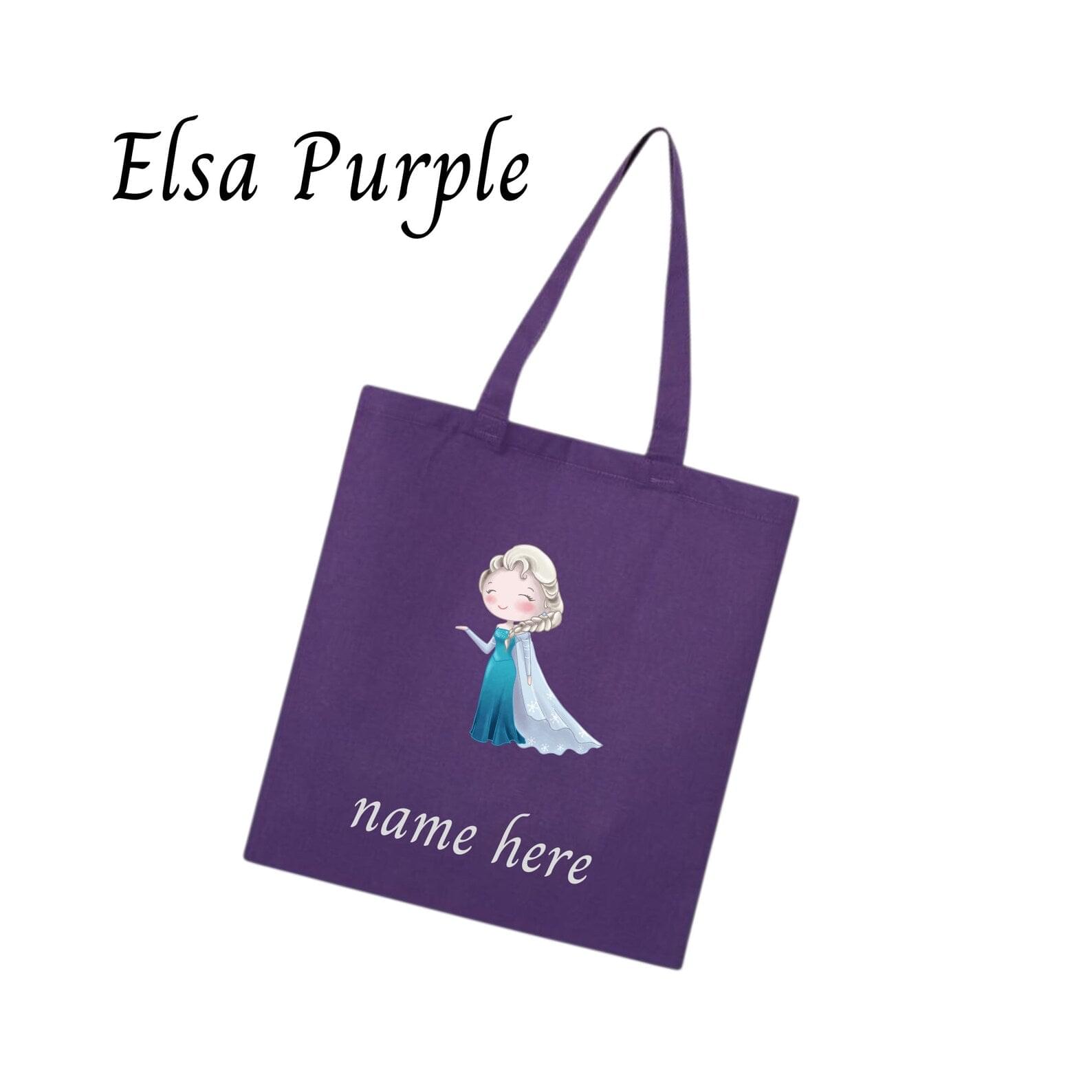 Disney-Inspired Frozen Princess Elsa, Anna & Olaf Personalized Tote Bags Elsa Purple Tote Bag