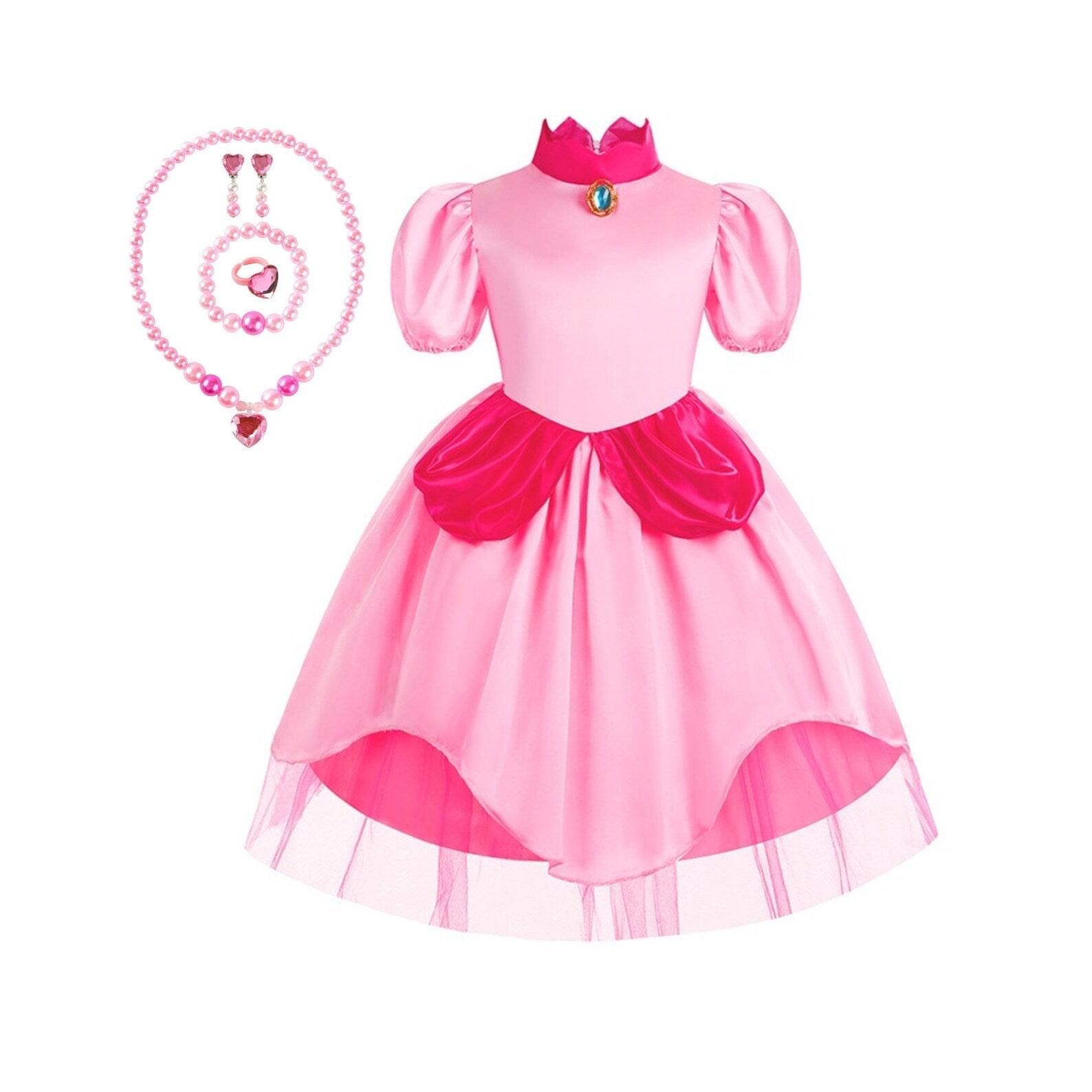 Disney-Inspired Mario Bros Princess Peach Dress, Perfect for Halloween and Birthdays