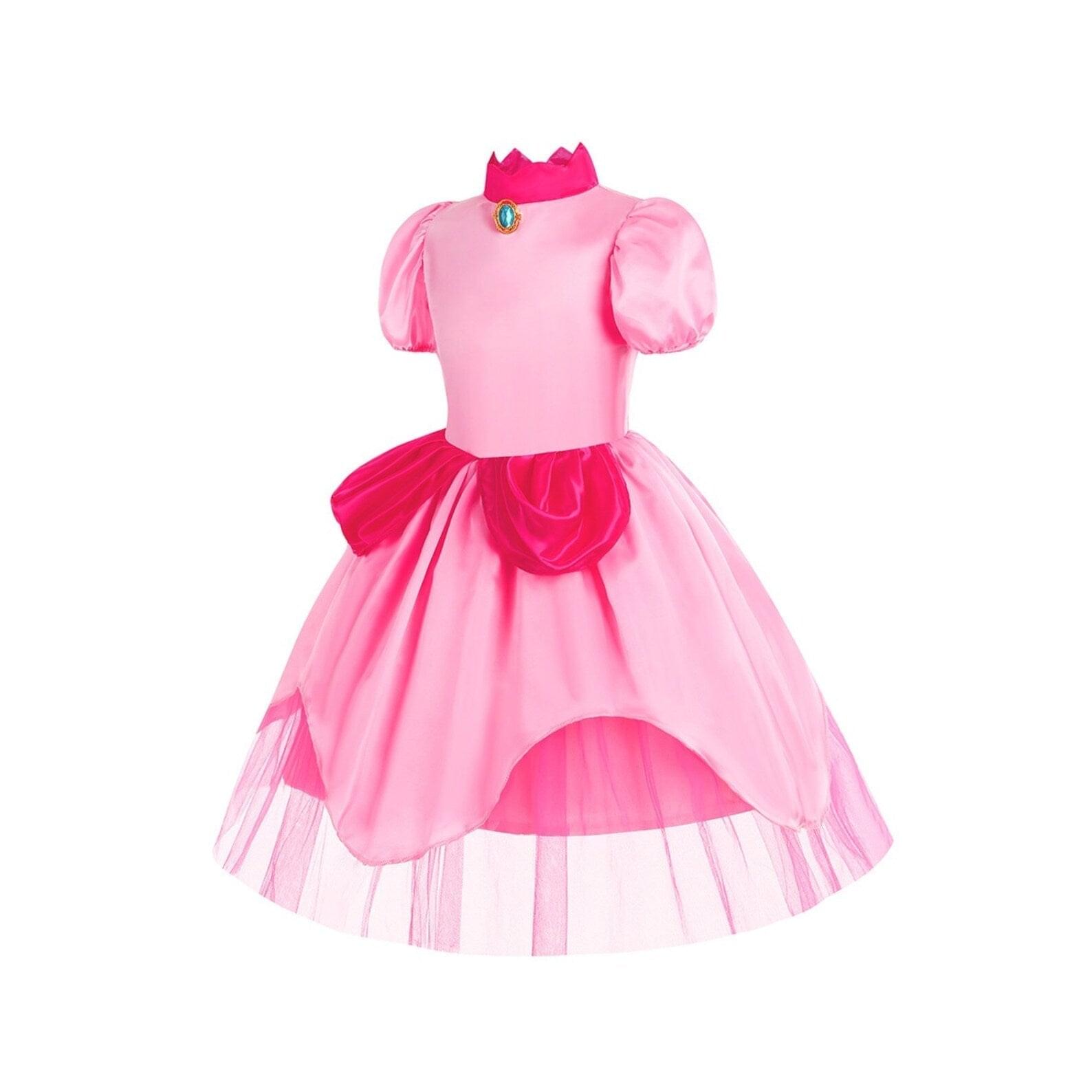 Disney-Inspired Mario Bros Princess Peach Dress, Perfect for Halloween and Birthdays