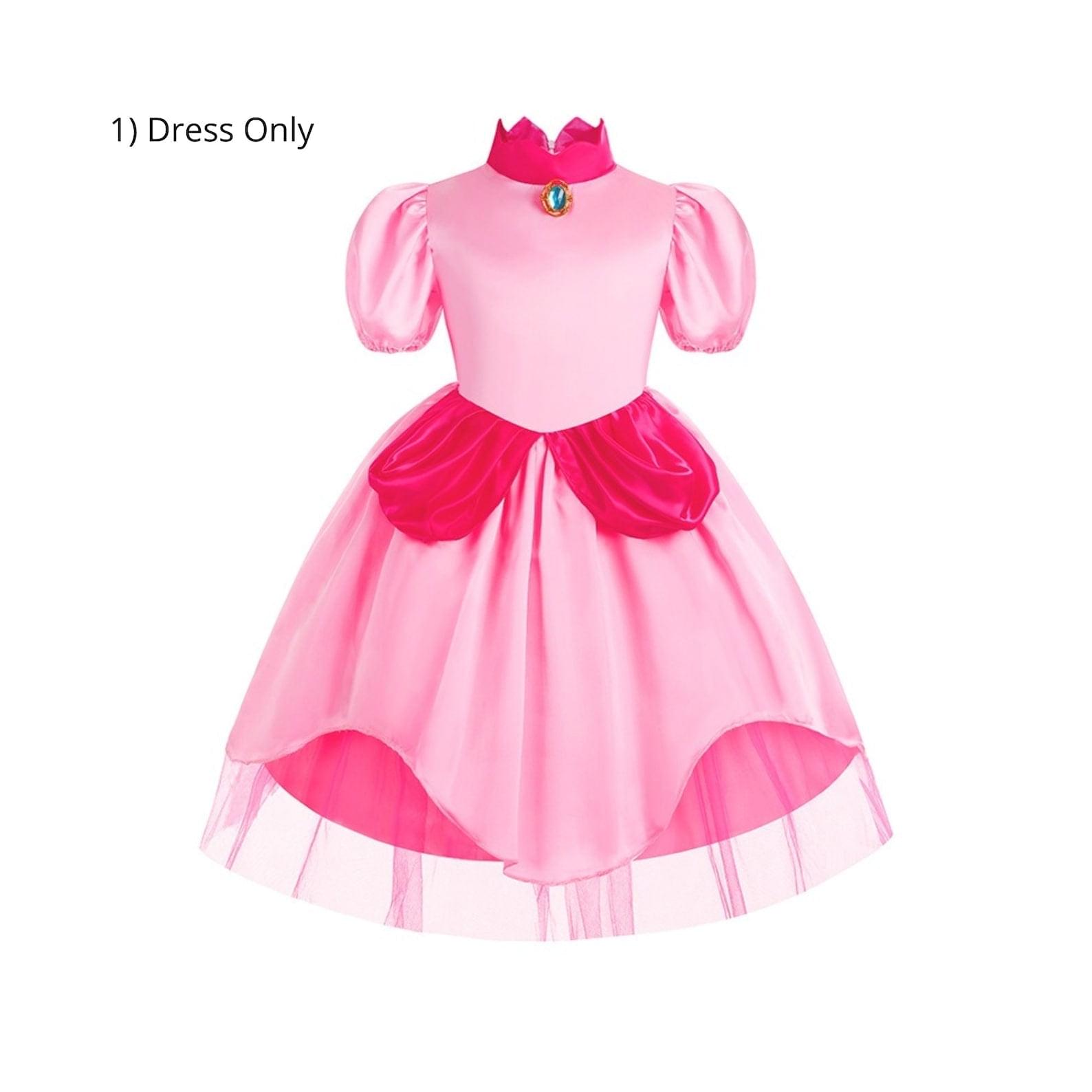 Disney-Inspired Mario Bros Princess Peach Dress, Perfect for Halloween and Birthdays Dress Only