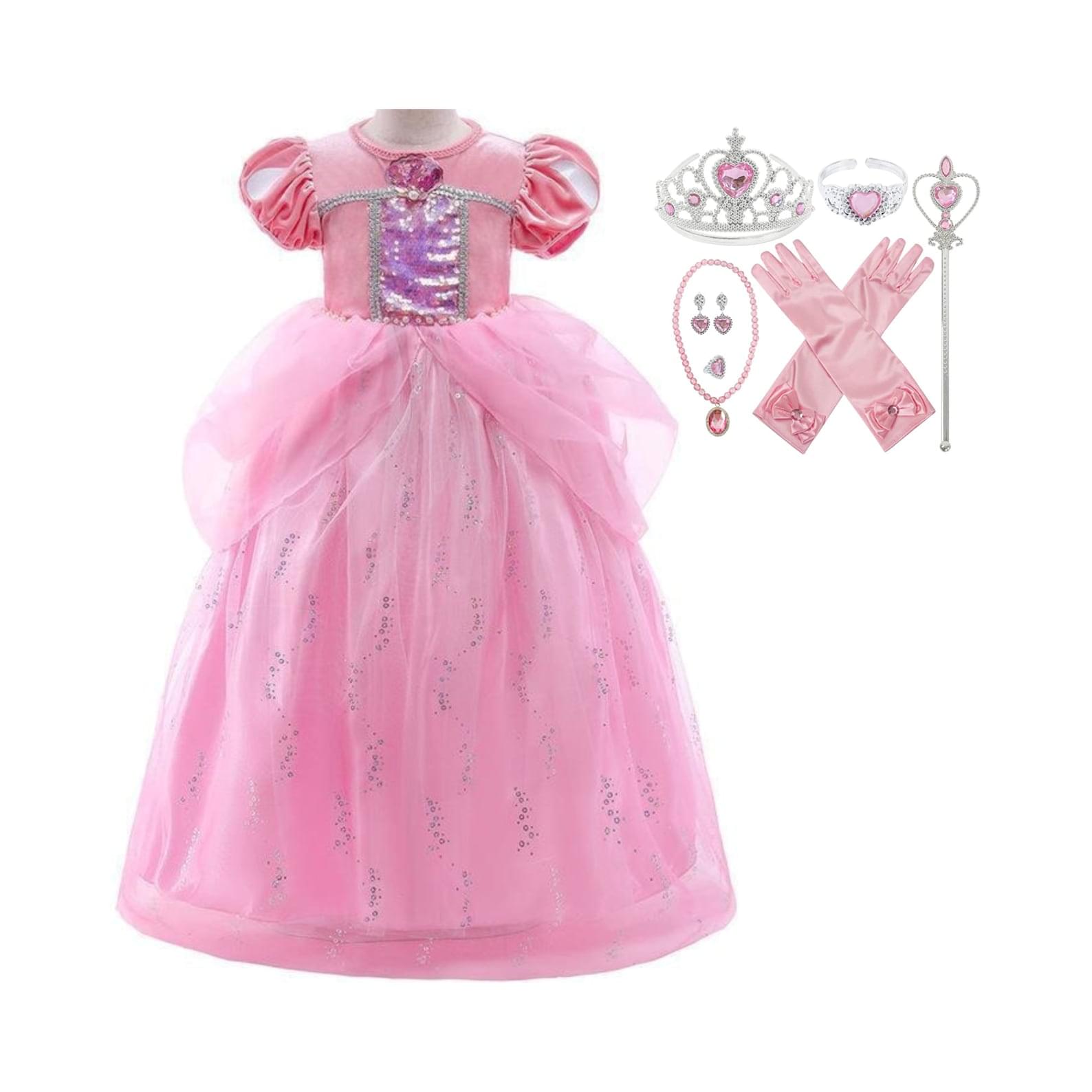 Disney-Inspired Pink Little Mermaid Ariel Dress with Birthday Accessories