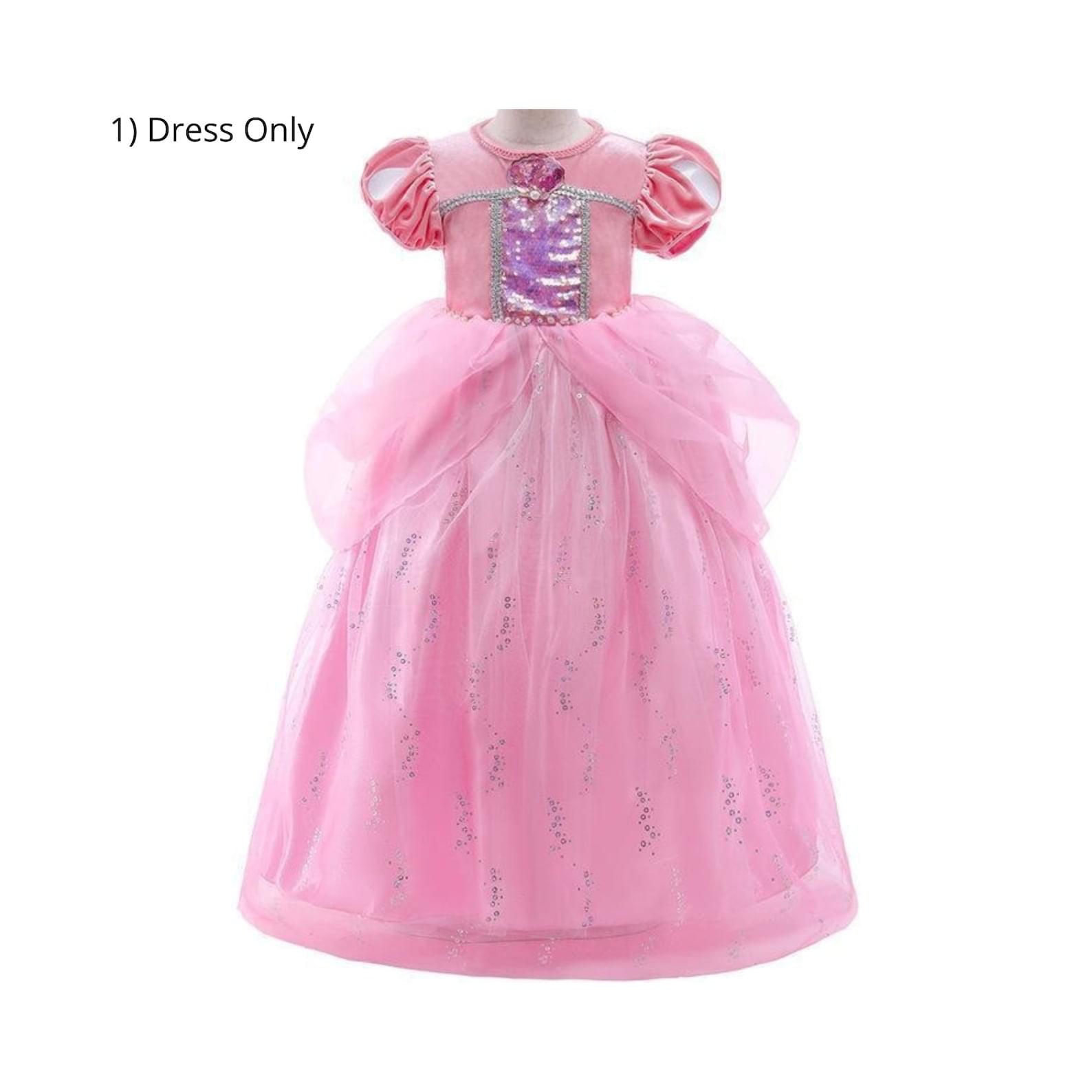 Disney-Inspired Pink Little Mermaid Ariel Dress with Birthday Accessories Dress Only