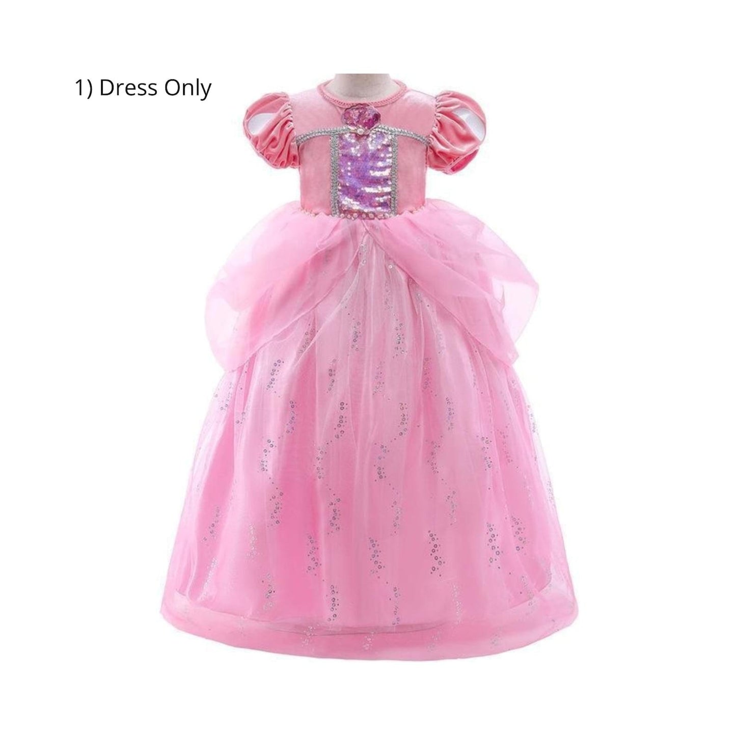 Disney-Inspired Pink Little Mermaid Ariel Dress with Birthday Accessories Dress Only