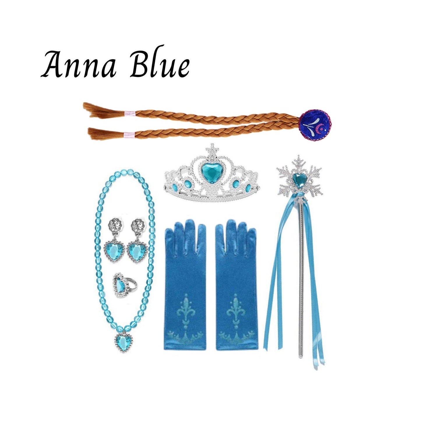 Disney-Inspired Princess Anna Frozen 2 Accessories with Personalized Tote Bag, Princess Anna Frozen 2 Gift Set Anna Blue Accessories