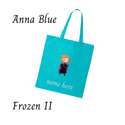 Disney-Inspired Princess Anna Frozen 2 Accessories with Personalized Tote Bag, Princess Anna Frozen 2 Gift Set Anna Blue Frozen II personalized Tote Bag