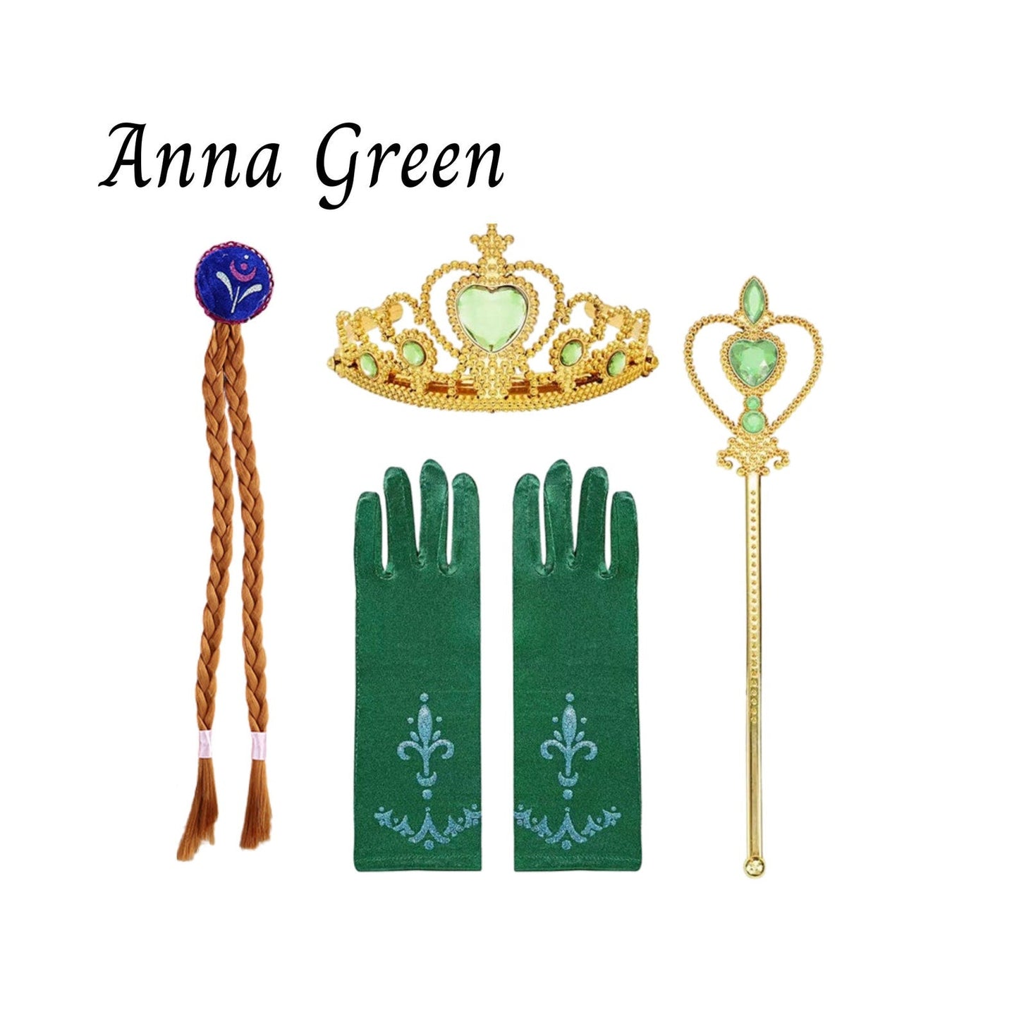 Disney-Inspired Princess Anna Frozen Accessories with Personalized Tote Bag, Princess Anna Frozen Gift Set Anna Green Accessories