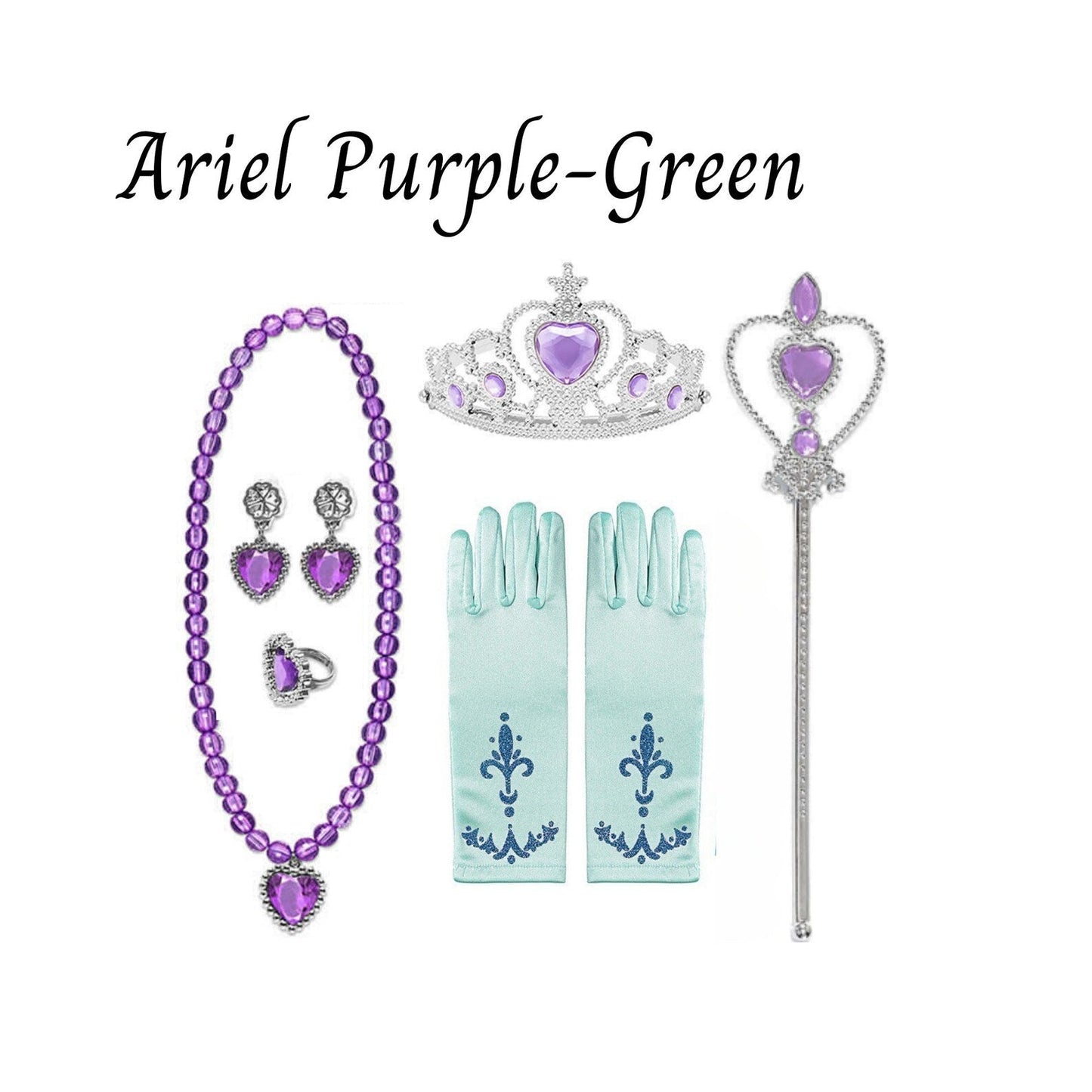 Disney-Inspired Princess Ariel Little Mermaid Accessories with Personalized Tote Bag, Ariel Little Mermaid Gift Set Ariel Purple Green Accessories