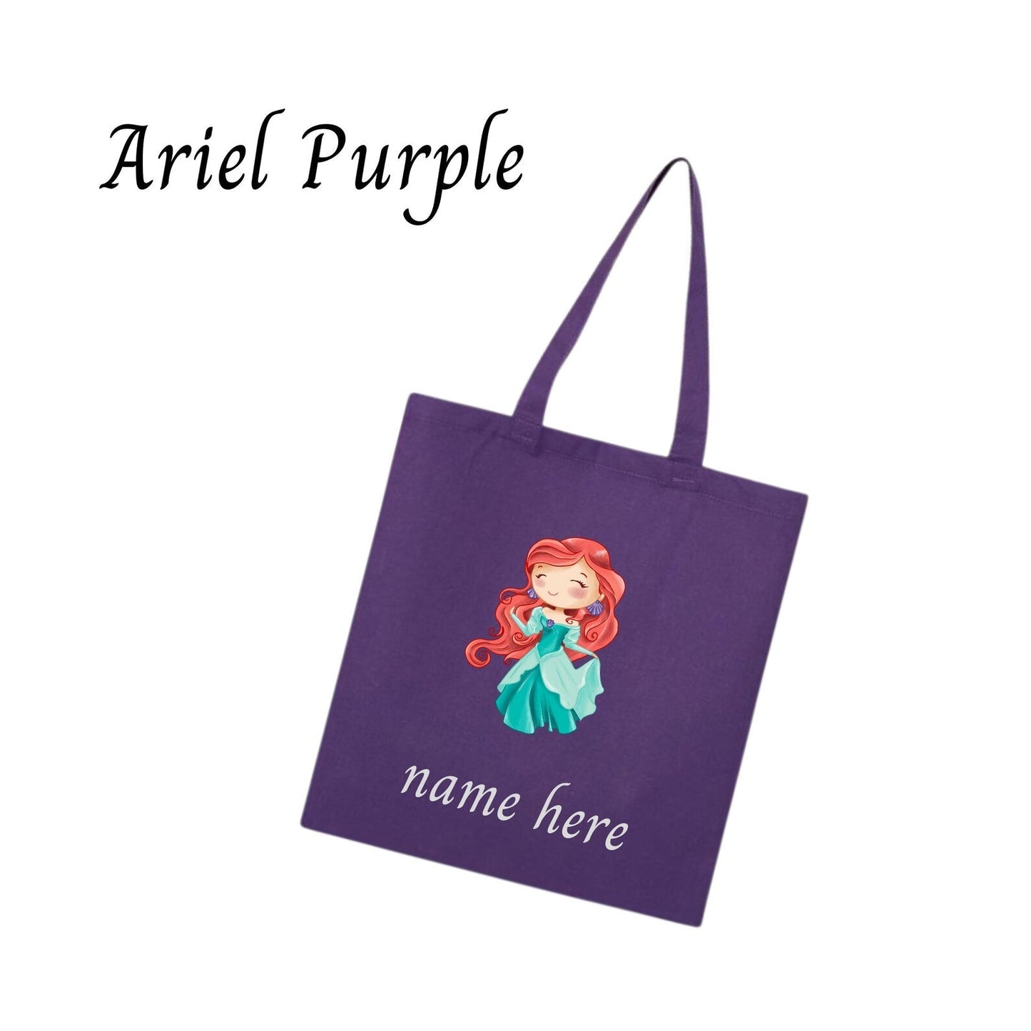 Disney-Inspired Princess Ariel Little Mermaid Accessories with Personalized Tote Bag, Ariel Little Mermaid Gift Set Ariel Purple personalized Tote Bag