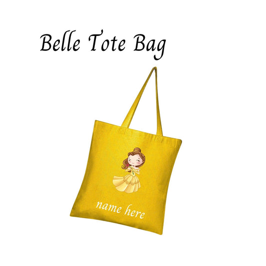 Disney-Inspired Princess Belle Beauty and the Beast Accessories with Personalized Tote Bag, Princess Belle Beauty and the Beast Gift Set Belle Personalized Tote Bag