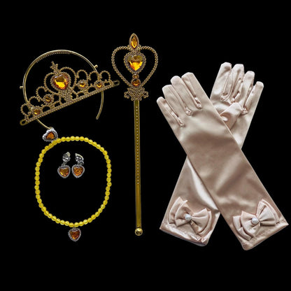 Disney-Inspired Princess Belle Deluxe Dress with Beauty and the Beast Accessories