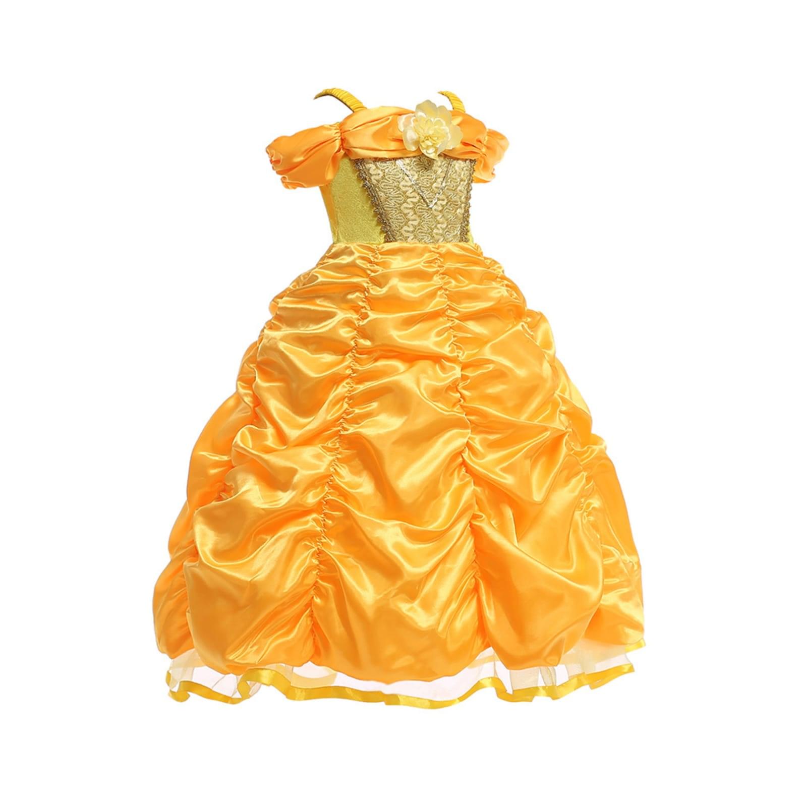 Disney-Inspired Princess Belle Dress with Beauty and the Beast Accessories