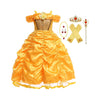 Disney-Inspired Princess Belle Dress with Beauty and the Beast Accessories