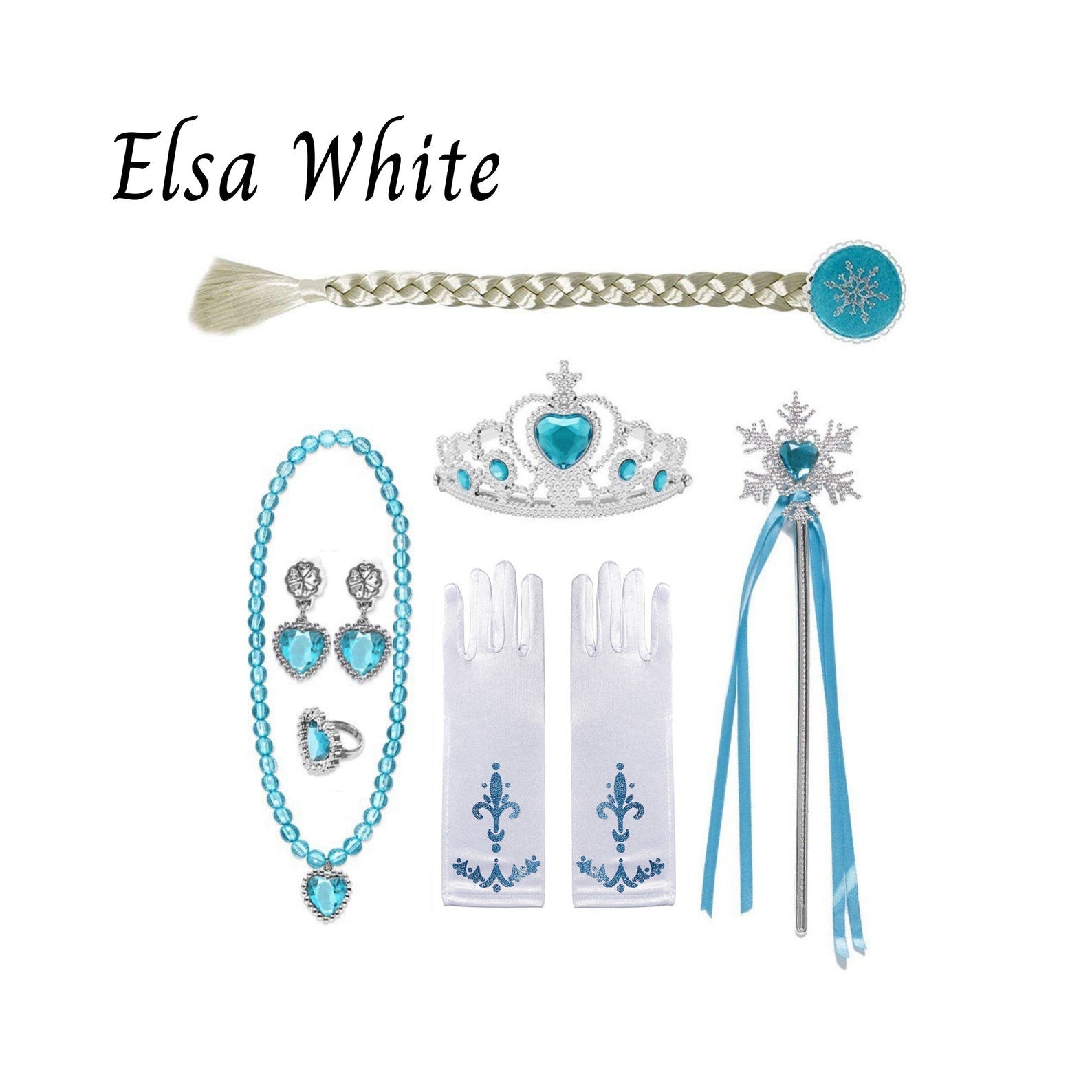 Disney-Inspired Princess Elsa Frozen Accessories with Personalized Tote Bag, Princess Elsa Frozen Gift Set Elsa White Accessories