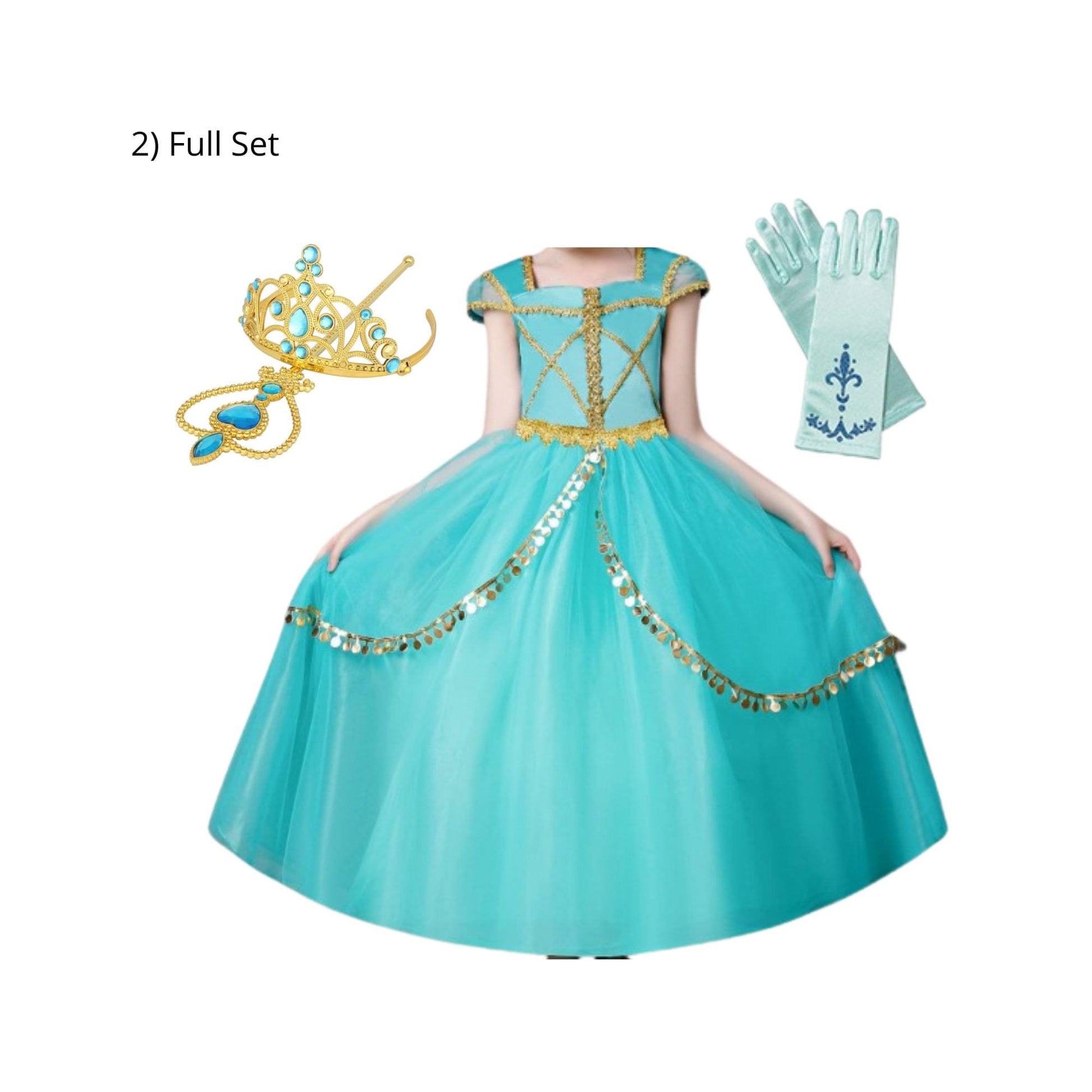 Disney-Inspired Princess Jasmine Birthday Dress Full Set