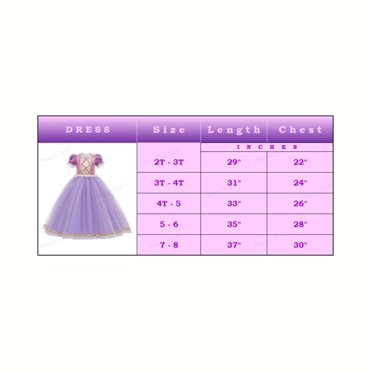 Disney-Inspired Princess Rapunzel Costume Dress for Birthday Party