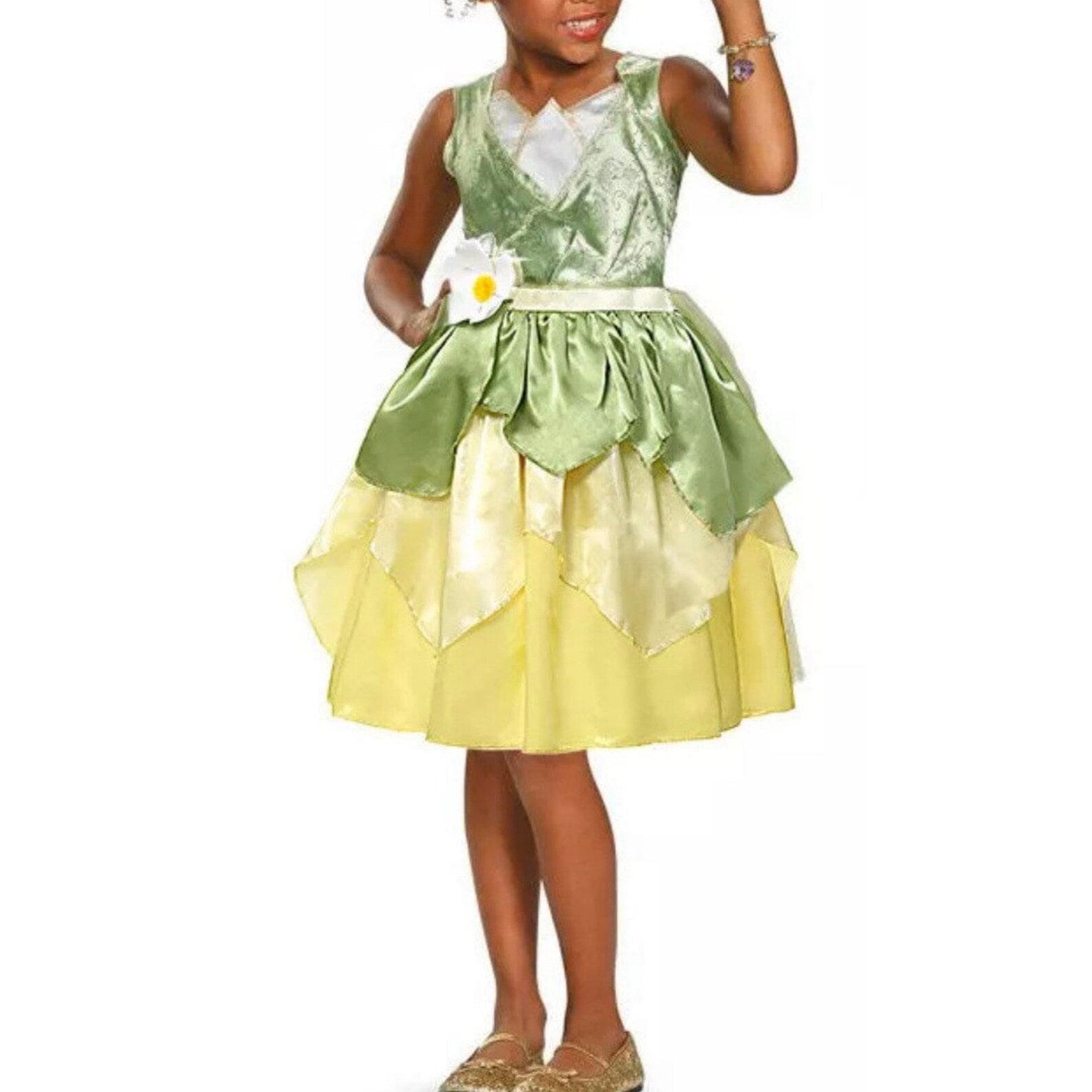 Disney-Inspired Princess Tiana Birthday Dress with The Frog Dress Costume