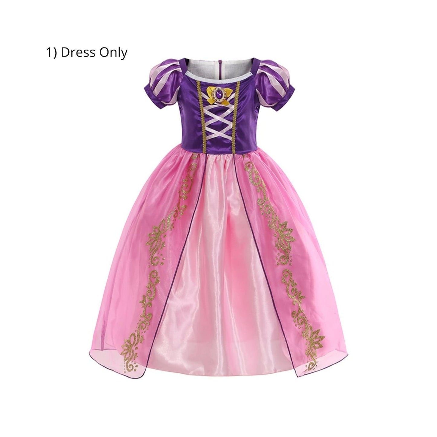 Disney-Inspired Purple-Pink Rapunzel Dress with Jewel for Birthday and Princess Dress Up Dress Only