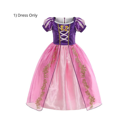 Disney-Inspired Purple-Pink Rapunzel Dress with Jewel for Birthday and Princess Dress Up Dress Only