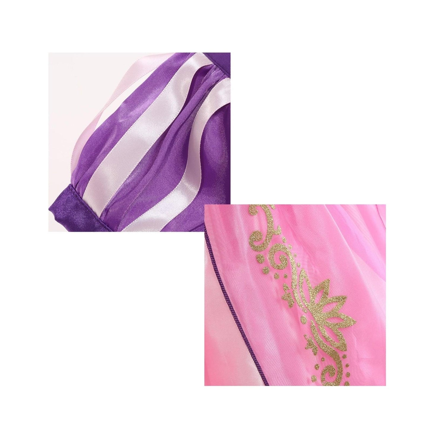 Disney-Inspired Purple-Pink Rapunzel Dress with Jewel for Birthday and Princess Dress Up