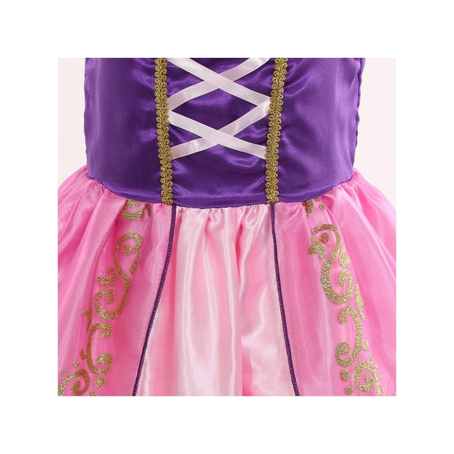 Disney-Inspired Purple-Pink Rapunzel Dress with Jewel for Birthday and Princess Dress Up