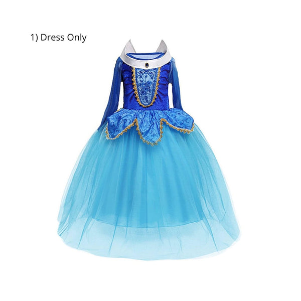 Disney-Inspired Sleeping Beauty Princess Aurora Blue Dress with Accessories Dress Only