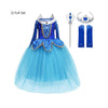 Disney-Inspired Sleeping Beauty Princess Aurora Blue Dress with Accessories Full Set